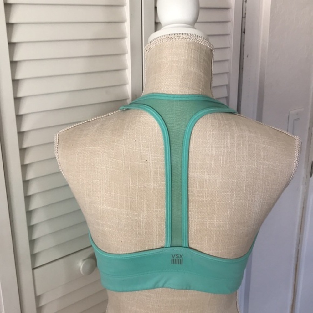 VICTORIA’S SECRET VSX sports bra size Large, race back mesh style, mint green‎ - Picture 2 of 5